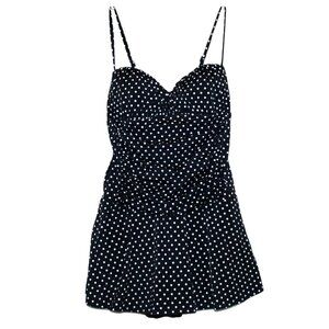 TROPICAL ESCAPE BLACK WITH WHITE POLKA DOT ONE PIECE BATHING SUIT